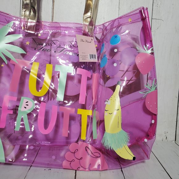 Too Faced Tutti Frutti Collection Tote Bag Limited Edition Clear Vinyl Tote Bag - Picture 5 of 15